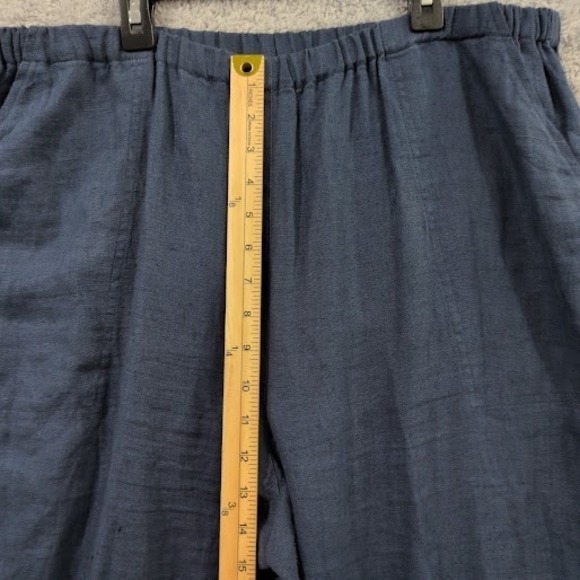 Valerie Stevens Linen Pants Women's 1X Blue Elastic Waist Lightweight Casual - Picture 7 of 12